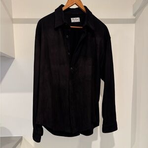 Vintage Fred Segal black suede button up/shacket. Size medium.